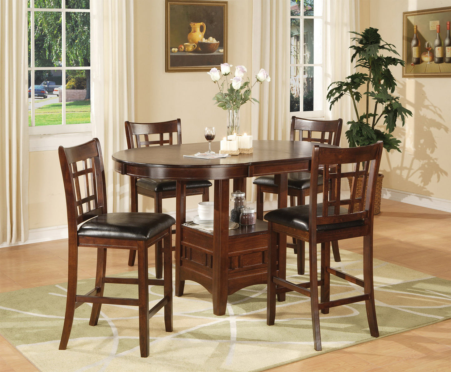 Degraffenreid 5-piece Dining Set with Counter Height Table and 4 Matching Chairs