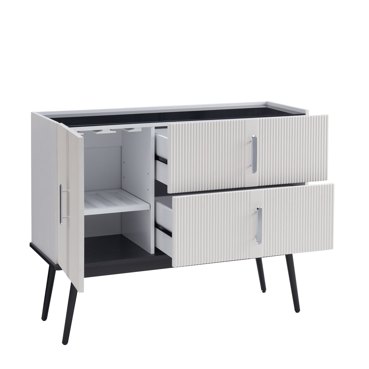 33.65" Contemporary Platinum-Handled Buffet Cabinet