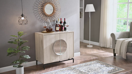 Console Bar Cabinet with Half Moon Handles