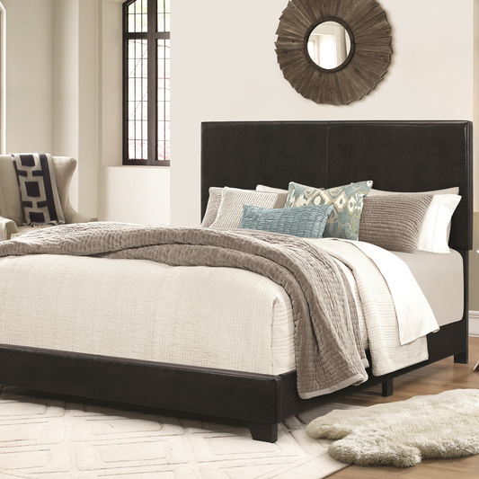 Full-Size Black Faux Leather Bed