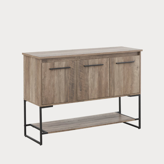 Home Source Classic Buffet Server | 47.6" Dining Room Buffet with Concrete-Color Finish| Three Doors With Handles | High-Quality Wood and MDF