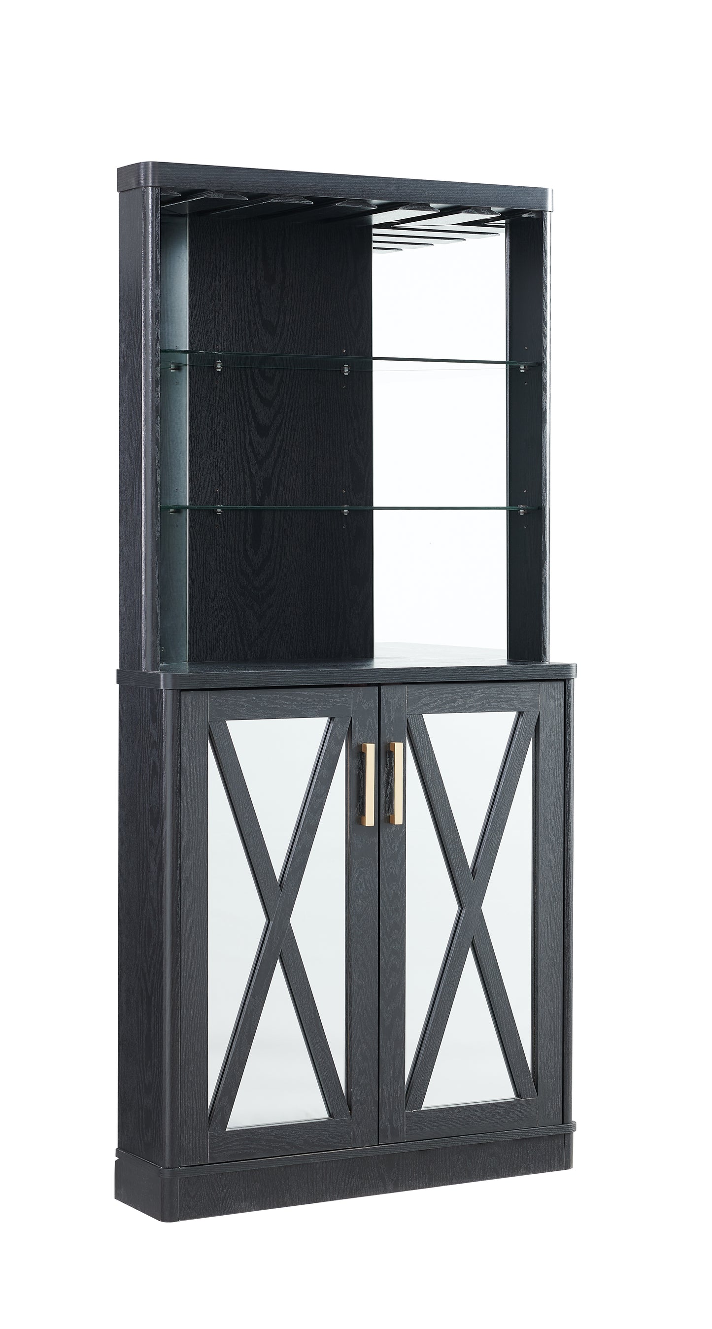 Corner Bar Cabinet with Mirrored Panels
